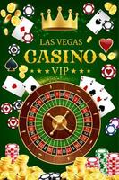 Casino poker wheel of fortune and gamble cards vector