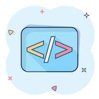 icono de fuente abierta de dibujos animados vectoriales en estilo cómico. pictograma de ilustración del concepto de programación api. concepto de efecto de salpicadura de negocio de tecnología de programador. vector