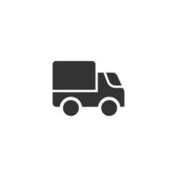 Delivery truck icon in flat style. Van vector illustration on white isolated background. Cargo car business concept.