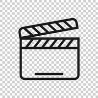 Film icon in flat style. Movie vector illustration on white isolated background. Clapper video business concept.