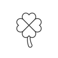 Four leaf clover icon in flat style. St Patricks Day vector illustration on white isolated background. Flower shape business concept.