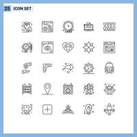 25 Universal Lines Set for Web and Mobile Applications resume competer business business time Editable Vector Design Elements