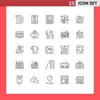 Mobile Interface Line Set of 25 Pictograms of education mouse data data cloud Editable Vector Design Elements