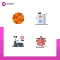Modern Set of 4 Flat Icons Pictograph of basketball car holiday food map Editable Vector Design Elements