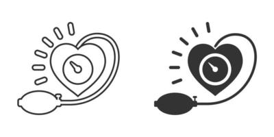 Arterial blood pressure icon in flat style. Heartbeat monitor vector illustration on isolated background. Pulse diagnosis sign business concept.