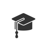 icono de sombrero de graduación en estilo plano. Ilustración de vector de gorra de estudiante sobre fondo blanco aislado. concepto de negocio universitario.