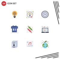 Modern Set of 9 Flat Colors and symbols such as referee wall clock details time dinner Editable Vector Design Elements