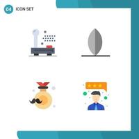 Pictogram Set of 4 Simple Flat Icons of devices dad equipment surf fathers day Editable Vector Design Elements