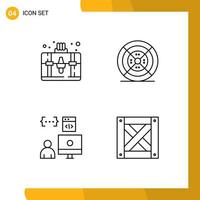 4 Thematic Vector Filledline Flat Colors and Editable Symbols of handbag coding hobby printing development Editable Vector Design Elements