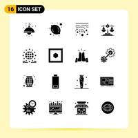 Modern Set of 16 Solid Glyphs Pictograph of network global oil gdpr ireland Editable Vector Design Elements