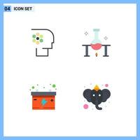 4 Universal Flat Icons Set for Web and Mobile Applications crew science lab movie laboratory research battery Editable Vector Design Elements