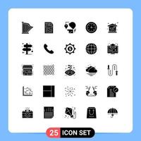 Pack of 25 creative Solid Glyphs of investment eco marketing time alarm Editable Vector Design Elements