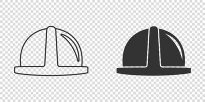 Construction helmet icon in flat style. Safety cap vector illustration on isolated background. Worker hat sign business concept.