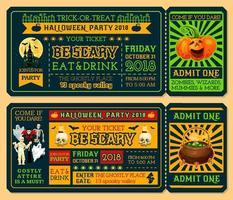 Halloween ticket template for horror night party vector