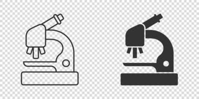 icono de microscopio en estilo plano. Ilustración de vector de lupa de laboratorio sobre fondo aislado. concepto de negocio de signo de instrumento de biología.