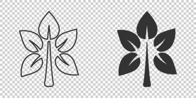 icono de hoja en estilo plano. ilustración de vector de planta sobre fondo blanco aislado. concepto de negocio de signo de flor.