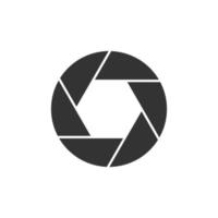 Camera diaphragm icon in flat style. Lens sign vector illustration on white isolated background. Photo snapshot business concept.