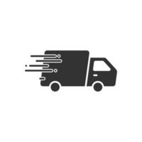 Shipping fast icon in flat style. Delivery truck vector illustration on isolated background. Express logistic sign business concept.