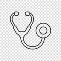 Stethoscope icon in flat style. Heart diagnostic vector illustration on isolated background. Medicine sign business concept.