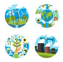 Vector icons for green nature environment ecology