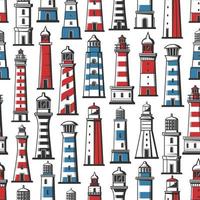 Lighthouse and beacon nautical seamless pattern vector