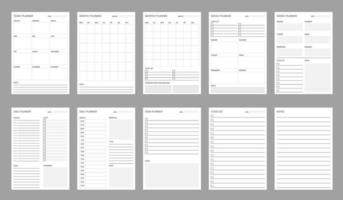 Time organization printable planner schedules set vector