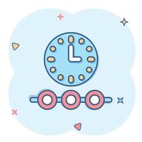 Timeline icon in comic style. Progress cartoon vector illustration on white isolated background. Diagram splash effect business concept.