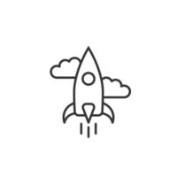 Rocket icon in flat style. Spaceship launch vector illustration on white isolated background. Sputnik  business concept.