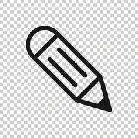 Pencil icon in flat style. Pen vector illustration on white isolated background. Drawing business concept.