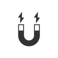Magnet icon in flat style. Attract vector illustration on white isolated background. Electromagnetic business concept.
