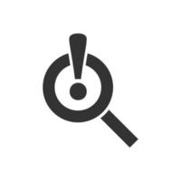 Risk analysis icon in flat style. Exclamation magnifier vector illustration on white isolated background. Attention business concept.