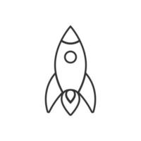 Rocket icon in flat style. Spaceship launch vector illustration on white isolated background. Sputnik  business concept.