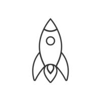 Rocket icon in flat style. Spaceship launch vector illustration on white isolated background. Sputnik  business concept.