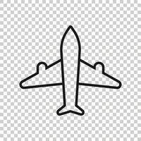 Plane icon in flat style. Airplane vector illustration on white isolated background. Flight airliner business concept.