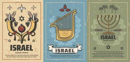 Israel posters with culture or religion symbols vector