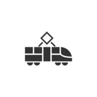 Metro icon in flat style. Train subway vector illustration on white isolated background. Railroad cargo business concept.