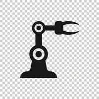 Robot arm icon in flat style. Mechanic manipulator vector illustration on white isolated background. Machine business concept.