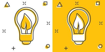 Light bulb icon in comic style. Lightbulb cartoon vector illustration on white isolated background. Energy lamp splash effect sign business concept.