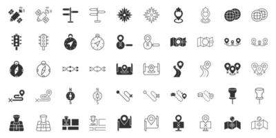 icono de navegación establecido en estilo plano. Ilustración de vector de dirección gps sobre fondo blanco aislado. localizar el concepto de negocio de posición de pin.