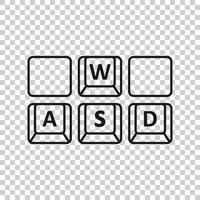 Wasd button icon in flat style. Keyboard vector illustration on white isolated background. Cybersport business concept.