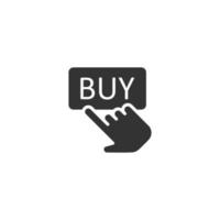 Buy shop icon in flat style. Finger cursor vector illustration on isolated background. Click button business concept.