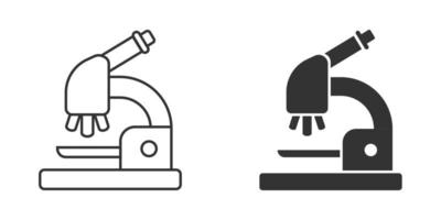 Microscope icon in flat style. Laboratory magnifier vector illustration on isolated background. Biology instrument sign business concept.