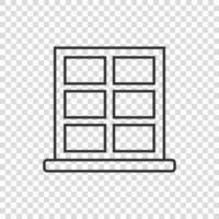 icono de ventana en estilo plano. ilustración vectorial abatible sobre fondo aislado. concepto de negocio de signo interior de la casa. vector