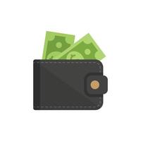 Wallet with money icon in flat style. Online payment vector illustration on isolated background. Cash and purse sign business concept.