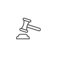 Auction hammer icon in flat style. Court sign vector illustration on white isolated background. Tribunal business concept.