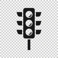 Semaphore icon in flat style. Traffic light vector illustration on white isolated background. Crossroads business concept.