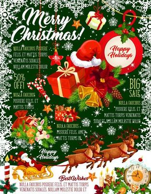 Merry Christmas vector snow greeting card