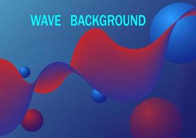 Abstract wave background with balls on a blue background. vector