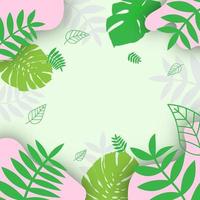 Green leaves are of different sizes. on a green background vector