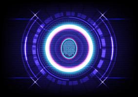 High-tech circle background with fingerprint scanning security vector